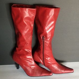 Vintage Tera-78 Cherry Red Boots, Size 8,Knee High